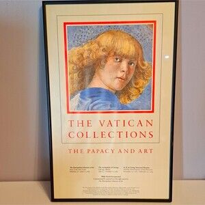 1983 Vatican Art Poster Framed w/ 1983 Ticketron & 1984 World's Fair Ticket Stub